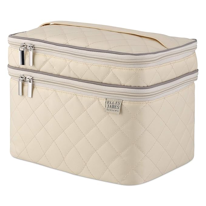 Large Travel Makeup Bag for Women - Cream Make Up Bag for Women - Travel Cosmetic Bag - Makeup Case Gifts for Women, Makeup Organizer Bag, Travel Toiletry Bag for Women