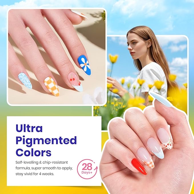 Beetles Summer Gel Nail Polish Set 25 Colors Pastel Jelly Neon Gel Polish Rustic Sonata with Base Coat Glossy & Matte Top Coat White Blue Pink Orange DIY Salon Nail Manicure Kit Pink Gifts for Women