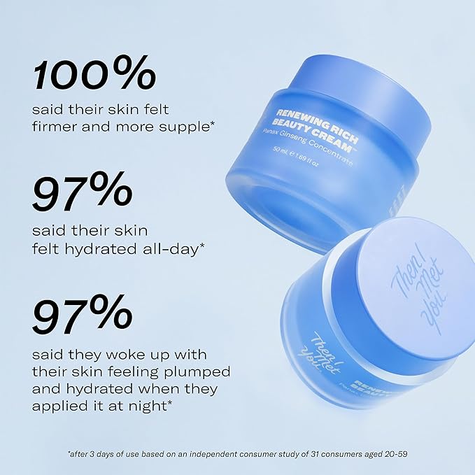 Then I Met You Renewing Rich Beauty Cream, Hydrating Face Moisturizer with Ginseng & Squalane, Vegan & Clean Skincare, 1.69 oz