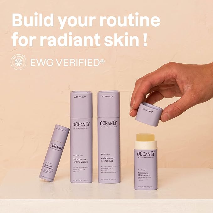 ATTITUDE Oceanly Eye Cream Stick, EWG Verified, Plastic-free, Plant and Mineral-Based Ingredients, Vegan and Cruelty-free Beauty Products, PHYTO AGE, Unscented, 0.3 Ounce