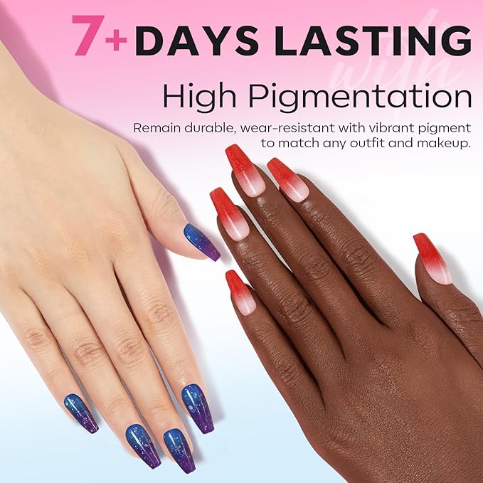 modelones Color Changing Nail Polish Set, 6 Colors Winter Pink Blue Purple Orange Neon Mood Temperature Change Ombre Quick Dry Mini Nail Polish Manicure DIY Nail Art Salon Valentine's Gift