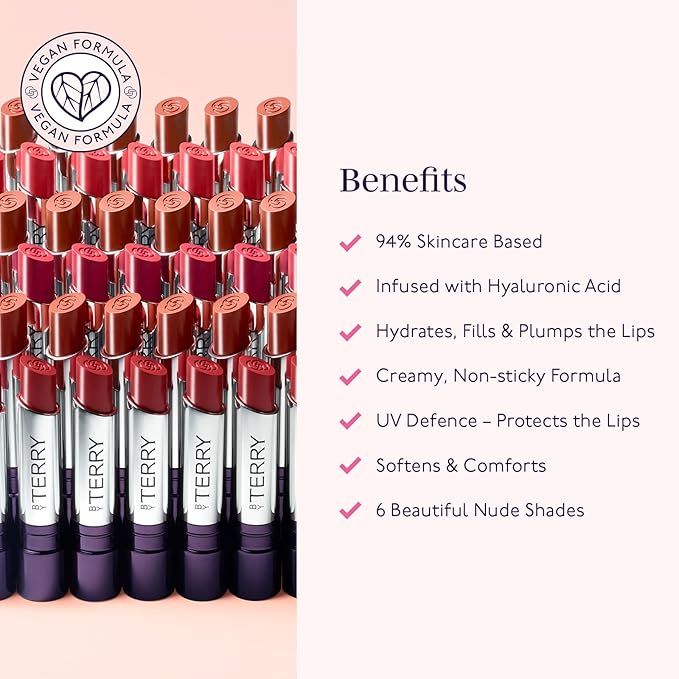 By Terry Hyaluronic Hydra-Balm Hydrating Lipstick, For Soft, Plump Lips, UV Defense, Add Color & Shine, Vegan, Love Affair