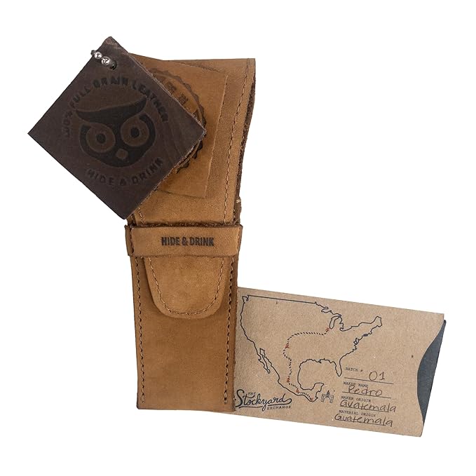 Hide & Drink, Leather Safety Razor Case, Shaving Accessories, Personal Care Essentials, Handmade (Old Tobacco)