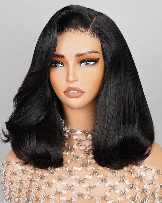 Arabella Hair 5x6 Ready to Go Glueless Wigs Human Hair 210% Density Bob Wig Human Hair Pre-Cut Lace Wigs Pre Bleached Tiny Knots Body Wave Lace Front Wig Human Hair (14inch, 5x6 Body Wave Bob)