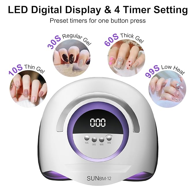 UV LED Nail Lamp Professional 300W Nail Dryer Light with Gloves,UV Light for Gel Nail Polish Kit,Fast Curing Gel X Polish Lamp with Smart Sensor 4 Timer 72 Beads,Nail Art Tools for Manicure Pedicure
