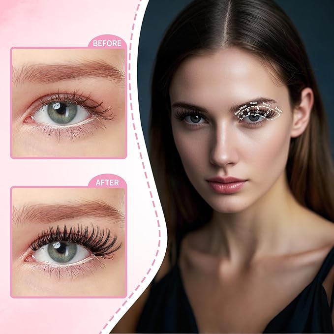 Flora Lash Clusters Kit 8-18mm Hybrid Volume Wispy Eyelash Clusters D Curl - WideSpan DIY Eyelash Extension Kit Spiky Cat Eye Lashes Individual Fake Eyelashes Clusters Kit 0.05mm Ultra-Thin Black Band