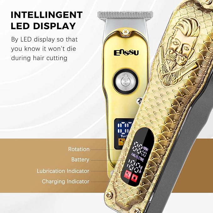 ENSSU Professional Hair Clippers for Men, Cordless Barber Clippers and Trimmers Set, Men's Hair Clippers for Hair Cutting with LED Display, Men's Grooming Kit