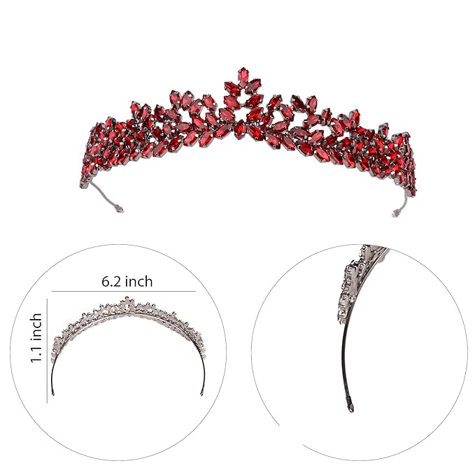Women's Tiara, Crown for Henna Wedding Party | Glitter Hair Accessories for Bridal Birthday Pageant Prom Halloween Costume Christmas Party, Princess Crowns | Dream Design - Burgundy