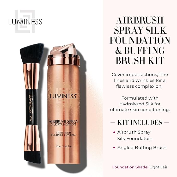 LUMINESS Silk Airbrush Spray Foundation & Buffing Brush Kit - Light Fair