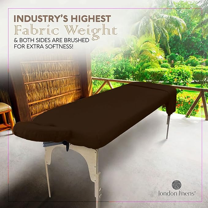 LONDON LINENS Soft Microfiber 3-Piece Massage Table Sheets - Super Lightweight, Stain and Wrinkle Resistant - Includes Table Cover, Fitted Sheet, and Face Rest Cover (Mocha)
