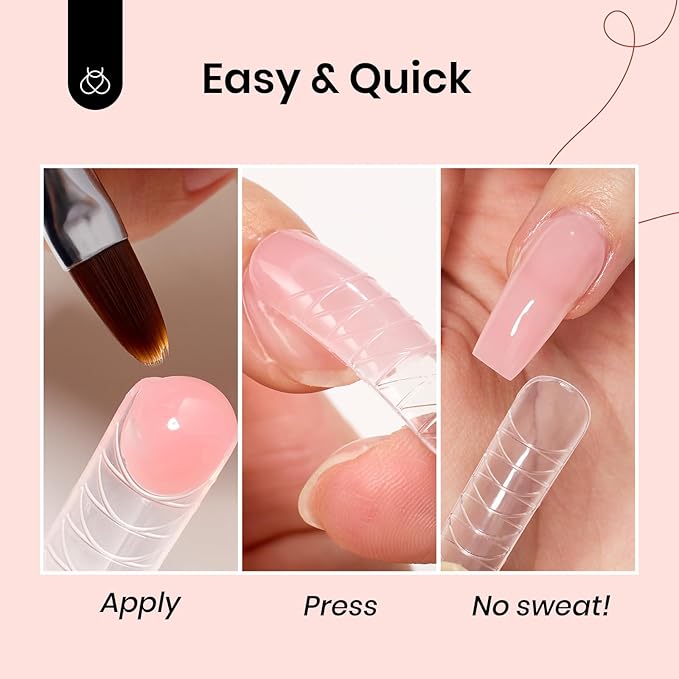 Beetles Poly Nail Gel Kit White Gold Glitter Nude Pink Poly Nail Extension Gel with Poly Brush Nail File Dual Forms Tyro Nail Salon All-in-One Easy DIY at Home Decoration Nail Art Kit