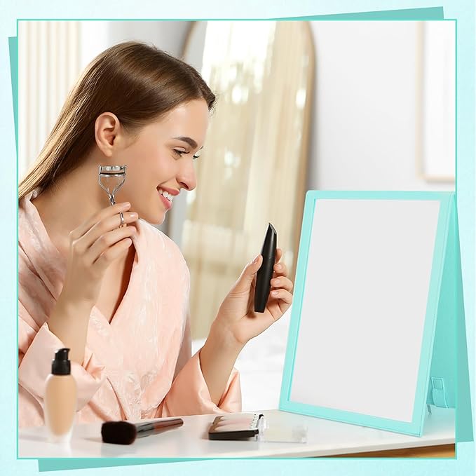 Travel Hanging Mirror 33.5 x 13.4 Inch Dance Bag Mirror Backstage Foldable Hanging Christmas for Gifts Dance Bag Dancers Artists Aestheticians Home Spa Events(Mint Green)