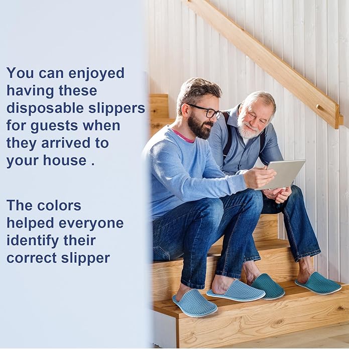 Geyoga 12 Pair House Slipper for Guest Non Slip Disposable Slipper for Travel Washable Reusable Closed Toe Hotel Bridesmaid Indoor Spa Wedding Party Shoeless Home