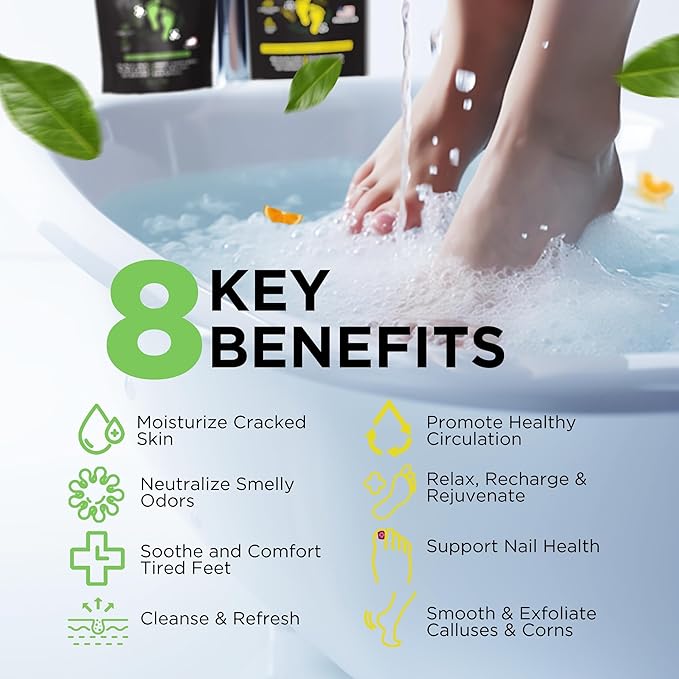 DAILY REMEDY Tea Tree Oil & Citrus Foot Soak Set, Pack of 2, for Foot Pain, Odor, Sore Feet, Athlete’s Foot, Soften Calluses - Natural Blend & Salts, Made In USA