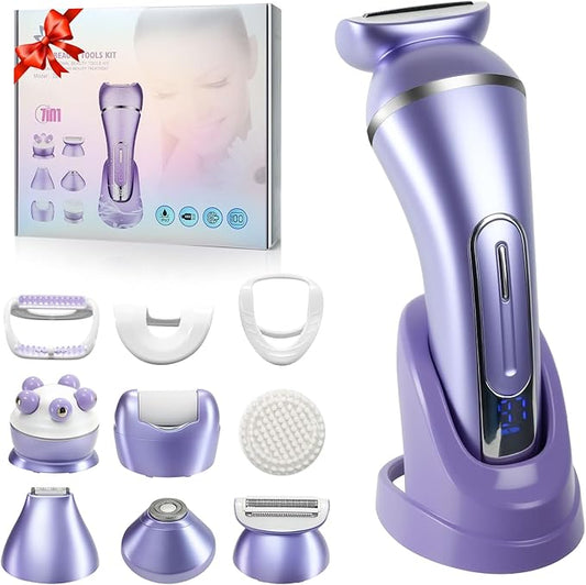 Pluxy Epil Pro 3.0 Women Face Epilator, 7-in-1 Rechargeable Facial Hair Remover with LED Battery Display, Facial Shaver for Face, Eyebrow, Nose Trimmer