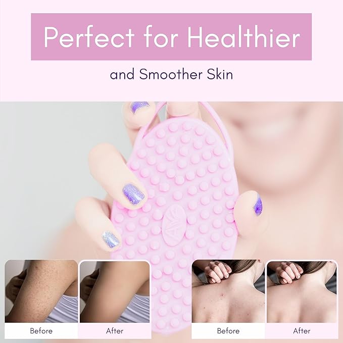 Avilana Body and Face Scrubber Combo – Includes Dual-Sided Body Scrubber and Gentle Face Scrubber – Hygienic, Long-Lasting, and Gentle for Body and Face