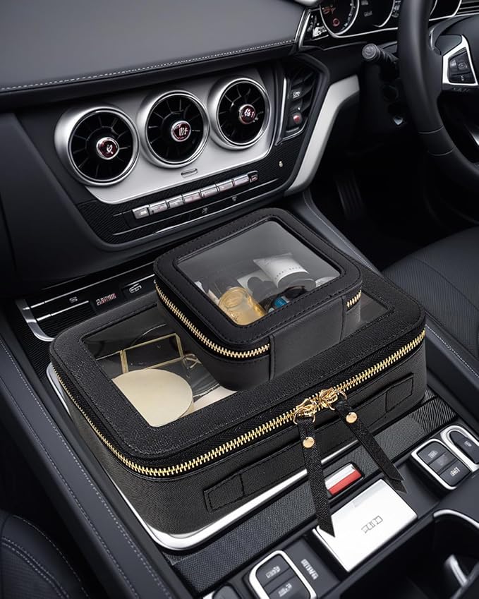 Clear Makeup Bag, Small Makeup Bag TSA Approved Toiletry Bag Cosmetic Travel Bag Cute Makeup Bag Organizer Makeup Case Pouch Car Essentials for Women Men