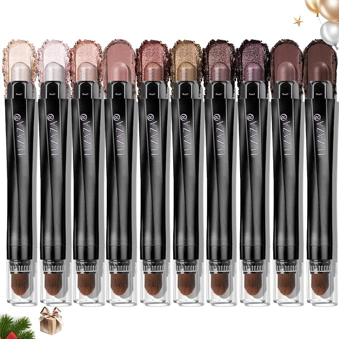 10PCS Eyeshadow Stick,Shimmer And Matte Neutral Brown Eye Shadow Sticks Pencil Crayon, Eye Brightener Stick With Crease-proof Formula,Waterproof & Long Lasting