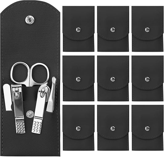 Manicure Set Bulk, Nail Clippers Kit Stainless Steel Fingernail Clippers Set, Sturdy Nail Tip Cutter Trimmers Professional Grooming Toenail Clippers Personal Pedicure Kits Gift Black (12 Pack 7 in 1)