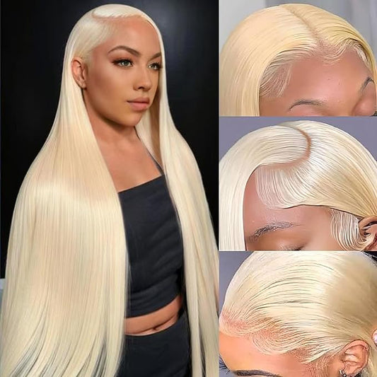 613 Lace Front Wig Human Hair Pre Plucked Blonde 13x6 HD Lace Frontal Wigs with Baby Hair 180% Density Glueless Wigs Human Hair 32 Inch Blonde Lace Front Wig Human Hair Natural Hairline