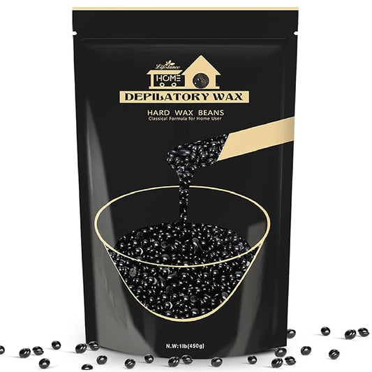 Lifestance Hard Waxing Beads for Large Areas - 1lb Blackberry Coarse Hair Removal for Underarm, Leg, Body, Brazilian Bikini at Home for Women and Men