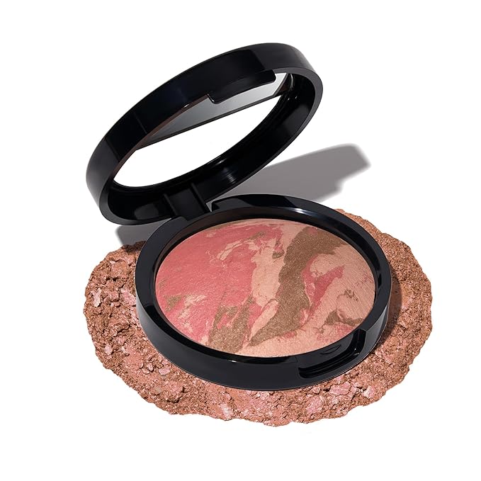 LAURA GELLER NEW YORK Baked Blush-n-Bronze Marbleized 2-in-1 Sculpting Bronzer Blush - Tropical Bronze - Contour Face with a Radiant Flush