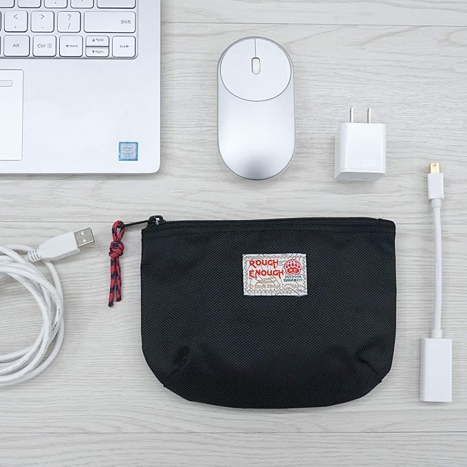 Rough Enough Small Tech Organizer Travel Case for Electronics & Cords - Cable Storage Bag Black