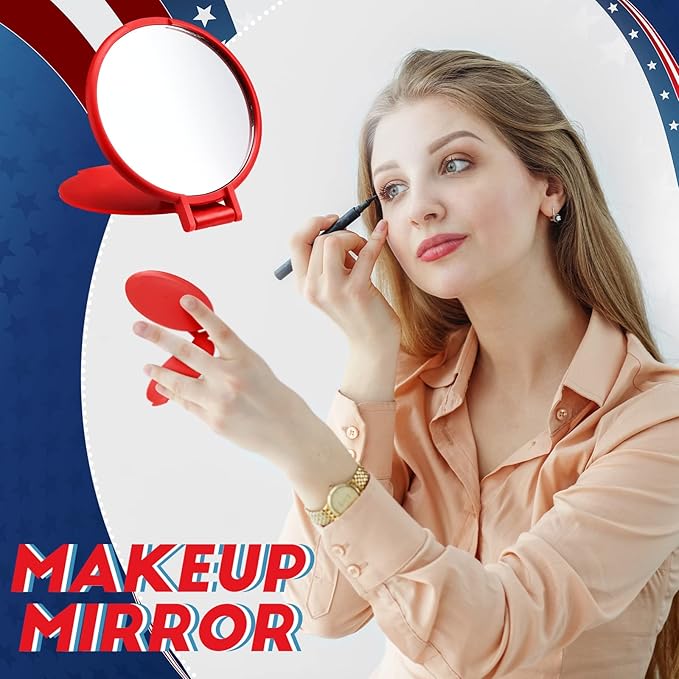 Weysat 48 Pcs Bulk Compact Mirror for Women Gift Pink Pocket Purse Multicolor Mini Mirror Gifts Stuffer for Wife Lover(Red, Blue, White, Black)