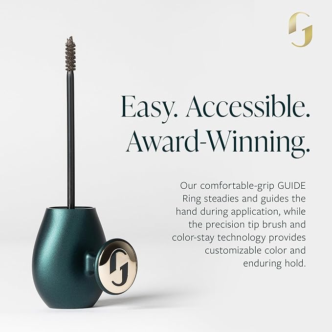 GUIDE Beauty Brow Moment, One-Stop Brow Gel with a Fine Tip Brush to Expertly Fill, Shape & Set Brows, Patented GUIDE Ring for an Easy, Secure Hold (Dark)