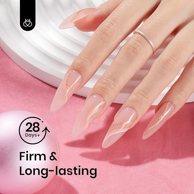 Beetles Poly Extension Gel Nail Kit, 4 Colors Milky White Nude Pink Neutral Poly Nail Gel Builder Hybrid Jelly Gel with Base&Top Coat Set DIY Nail Art Gift for Women