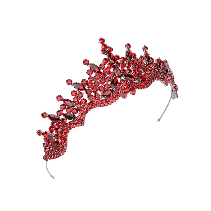 LIMELIA Women's Tiara for Henna Wedding Party|Glitter Hair Accessories for Bridal Birthday Pageant Prom Halloween Cos-play Christmas Party|Dence-Burgundy