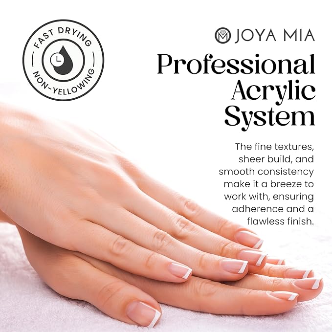 Joya Mia Acrylic Powder for Nails, MMA-Free, Super Adhesion Professional Powder for Flawless & Long-Lasting Nail Enhancements, Easy Application, Vibrant & Stunning Colors - Diamond Clear, 1 oz