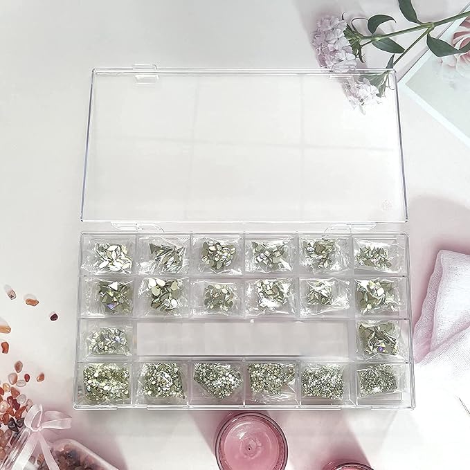 7900Pcs AB Crystal Nail Rhinestones, HOINCO Nail Art Rhinestones Round Beads Flatback Glass Gems Stones, Multi Shapes Rhinestones Nail Art 3D Crystals for Nail DIY