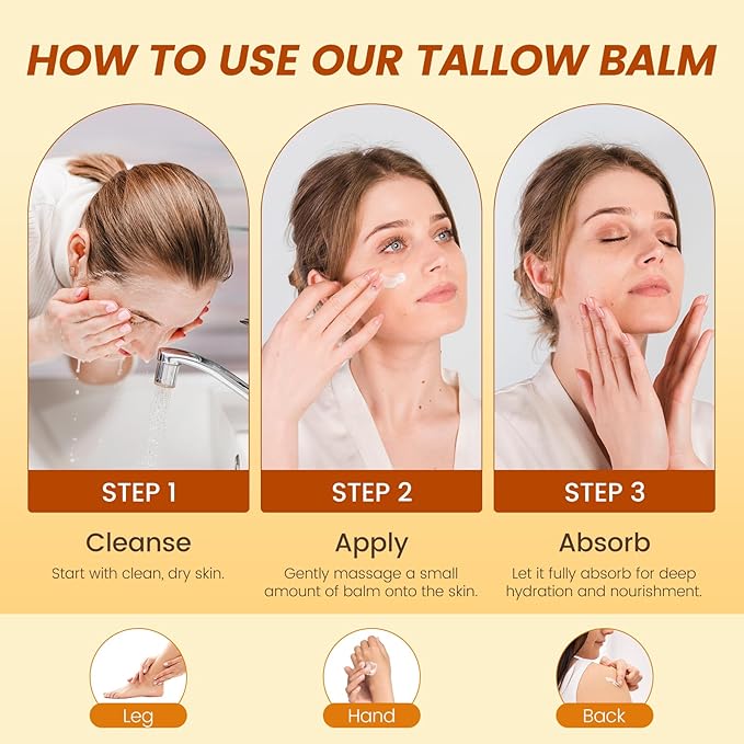 Beef Tallow for Skin 2oz, Whipped Beef Tallow and Manuka Honey Balm, Beef Tallow for Face and Body, Unscented Skin Care for Dry and Sensitive Skin, Natural Tallow Balm for Hydration and Nourishment