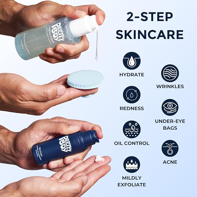 Prettyboy Face Revival Gel Moisturizer For Men - Hydrating Cream That Refreshes Dry Skin, Irritation, & Redness - Supports Anti Aging & Anti Wrinkle - Fragrance Free - 1 Count