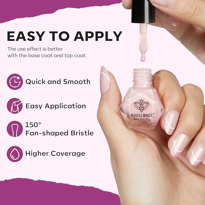 modelones Nail Polish Set 6 Colors, Purple Glitter Pink Shimmer Sparkle Mini Nail Lacquer Kit, Infinite Shine Quick Dry Long Lasting Nail Art DIY Home Salon Manicure Gift for Women Girls