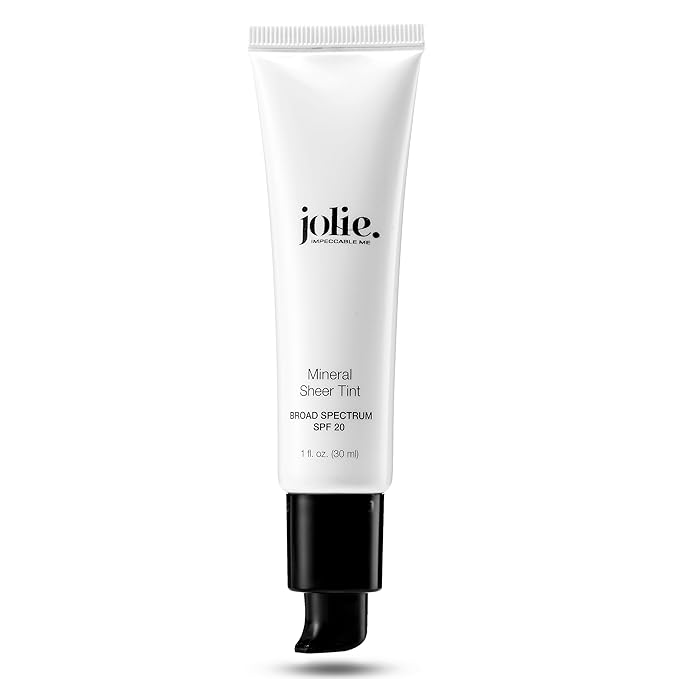 Jolie Mineral Sheer Tint SPF 20 Oil Free - Face Tinted Moisturizer - Hydration - Coverage - Sunscreen- Mineral Formula - Vegan (Medium)