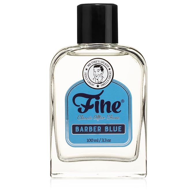 Fine Men's Aftershave - Barber Blue Fragrance, Soothing & Toning Post Shave Balm, Calms Razor Burn, Classic Barbershop Feel Alcohol-Based Formula, Gentle for All Skin Types, 100ml