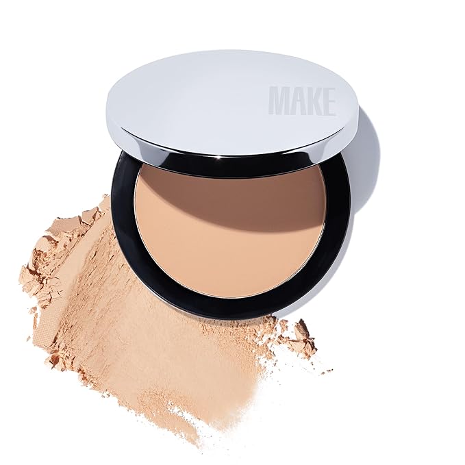 MAKE Beauty Diffusion Set, Translucent Setting Powder - Pressed Face Powder Compact for Smooth Matte Complexion. Sheer Coverage Finishing Foundation for Excess Oil. Shade - Light Medium
