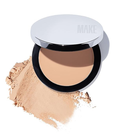 MAKE Beauty Diffusion Set, Translucent Setting Powder - Pressed Face Powder Compact for Smooth Matte Complexion. Sheer Coverage Finishing Foundation for Excess Oil. Shade - Light Medium
