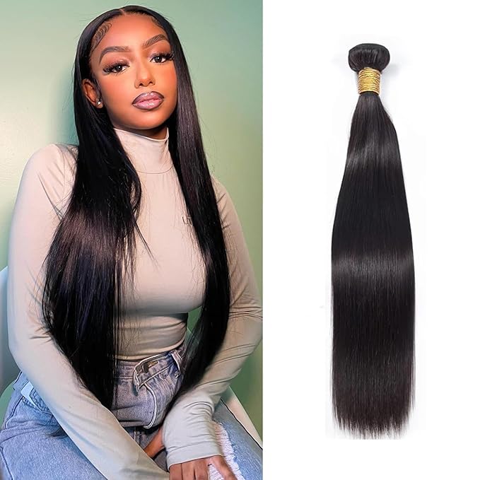 Human Hair Bundles Straight Bundles Human Hair 18 Inch 1 Bundles 10A Brazilian 100% Unprocessed Virgin Human Hair Weave Bundles Human Hair Extensions Natural Color