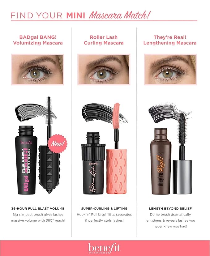 Benefit Cosmetics Lash Leader Mini Travel Size Trio Roller Lash Bad Gal Bang They’re Real Travel Size