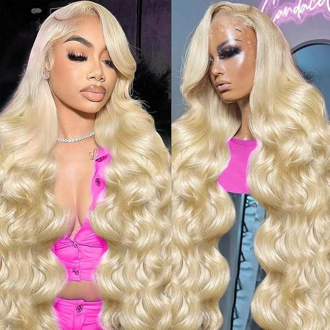 613 Lace Front Wigs Human Hair 13x4 HD Blonde Lace Front Wigs Human Hair 200 Density Glueless Body Wave Lace Front Wigs Human Hair Pre Plucked With Baby Hair Colored Wigs For Women 22 Inch