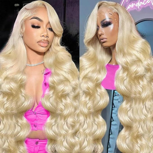 613 Lace Front Wigs Human Hair 13x4 HD Blonde Lace Front Wigs Human Hair 200 Density Glueless Body Wave Lace Front Wigs Human Hair Pre Plucked With Baby Hair Colored Wigs For Women 22 Inch
