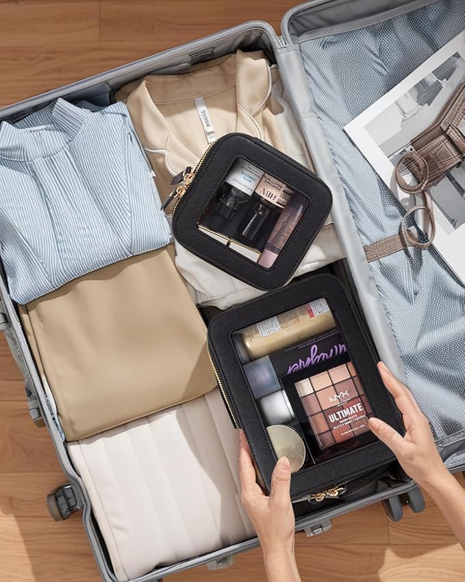 Clear Makeup Bag, Small Makeup Bag TSA Approved Toiletry Bag Cosmetic Travel Bag Cute Makeup Bag Organizer Makeup Case Pouch Car Essentials for Women Men