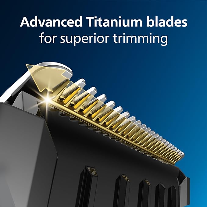 Philips Norelco Multigroom 5000 Series, All-in-One Trimmer, Beard Trimmer and Hair Clipper, 18-Piece Men's Grooming Kit for Beard, Face, Nose, Ear, Body, with Titanium Blades, Travel Pouch, MG5970/49