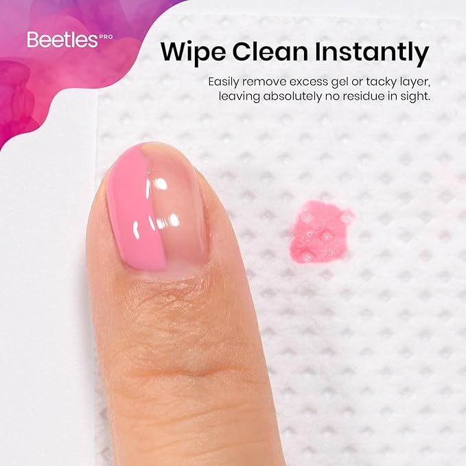 Beetles Professional Lint Free Nail Wipes: 600 Pcs Nail Polish Remover Pads Non-Woven Fabric Nail Cleaning Pads Soft Cleaning Wipes for Nail Care Salon at Home