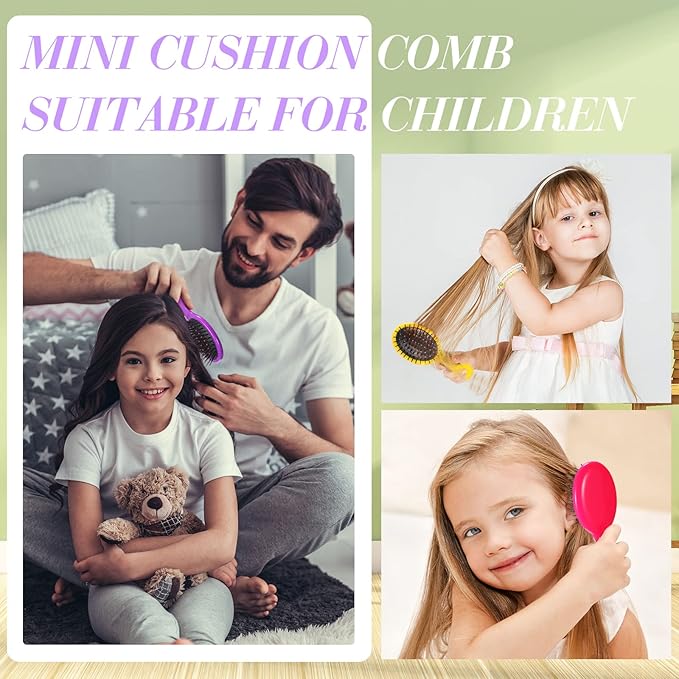 36 Packs Mini Detangling Hairbrush Squirt Detangler combs Toddler Soft Bristle Travel Hairbrush Women Girl(Multi Color)