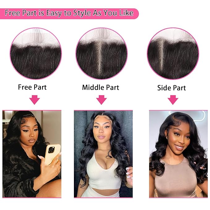 13x4 Lace Frontal Closure Body Wave Full Lace Frontal Ear to Ear Pre Plucked HD Lace Frontal Human Hair 100% Unprocessed Brazilian Virgin Hair 150% Density Remy Human Hair 14 Inch Natural Black