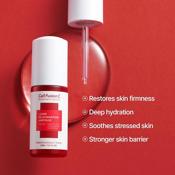 Cell Fusion C Laser Rejuvenation Ampoule, 3-in-1 Ampoule for Hydration, Soothing, Firmness with Peptide, Hyaluronic Acid, For Youthful Complexion,1.01 fl.oz